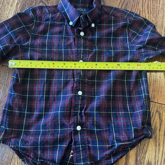 Polo Ralph Lauren Boys 2T Natural Stretch Navy Red Plaid Button Down Long Sleeve - Picture 5 of 7